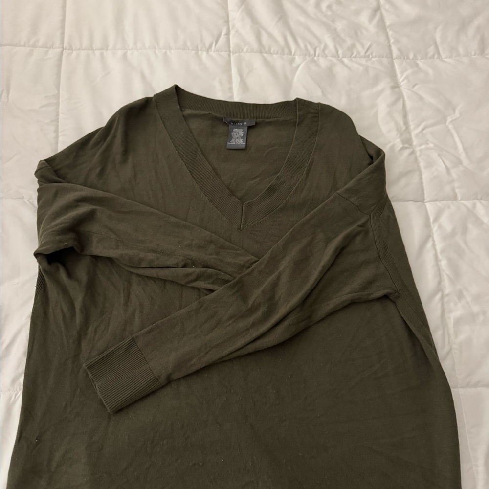 Olive Green V-Neck Sweater